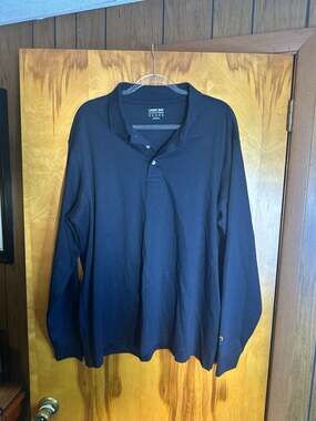 Lands' End Outfitters Men's Long Sleeve Pique Polo Shirt Black